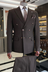 Alston Black Close-Fitting Two-Piece Peaked Lapel Business Suit