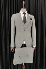 Arno Gray Three-Piece Peaked Lapel Business Suit