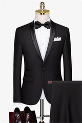 Christian Black One-Button Shawl Lapel Wedding Suit