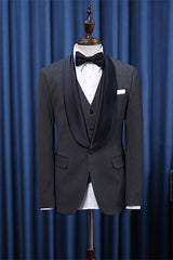 Jonathan Dark Gray Stylish 3-Piece Shawl Lapel Wedding Suit