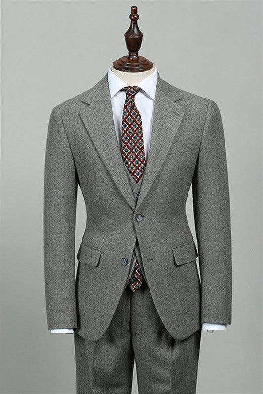 Aiden Gray New Arrival 3-Piece Slim Fit Men's Suit