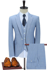 Gavin New Arrival Blue 3-Piece Slim Fit Men's Suit