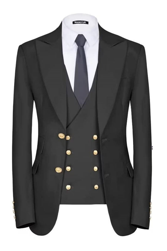 Bancroft Black Three-Piece Single-Breasted Business Suit