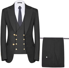 Bancroft Black Three-Piece Single-Breasted Business Suit