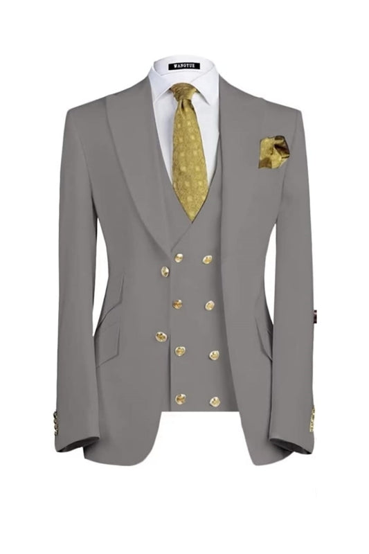 Boyd Bespoke Gray 3-Piece Single Breasted Business Men's Suit