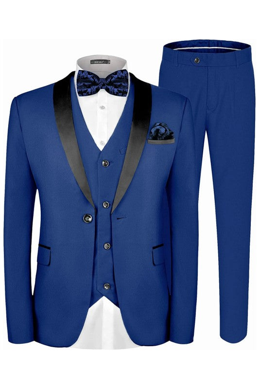 Bennett Royal Blue Shawl Lapel Wedding Suit for Men - Three-Piece Classic