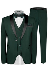 Berton Bespoke Deep Green Shawl Lapel 3-Piece Men's Wedding Suit