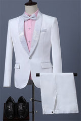 Glamorous White Shawl Lapel One Button Best Fitted Wedding Suit