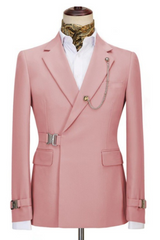 Fashion Pink One Button Close-Fitting Notched Lapel Prom Men's Suit