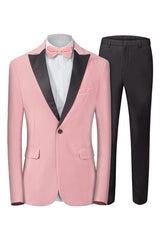 Barnett Modern Pink Peaked Lapel Close Fitting Velvet Prom Suit for Men