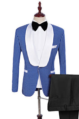 Duncan Fancy Light Blue Shawl Lapel 2-Piece Dot Wedding Suit for Men