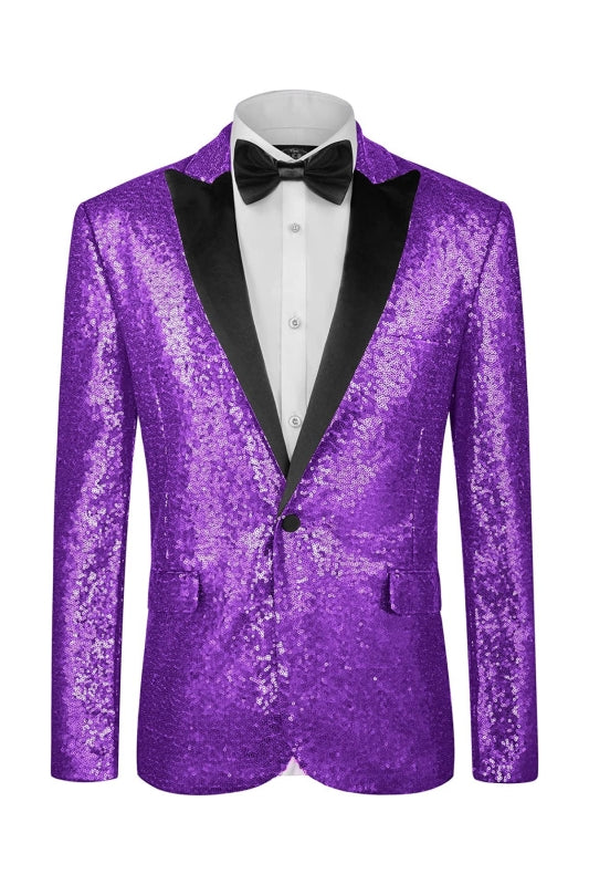 Eli Modern Light Purple Peaked Lapel Sequins Men's Prom Suit