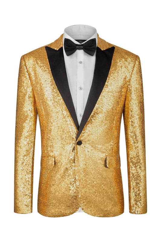 Everley Golden Sequins Peaked Lapel Prom Suit