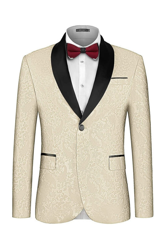 Francis Apricot Two-Piece Jacquard Shawl Lapel Wedding Suit