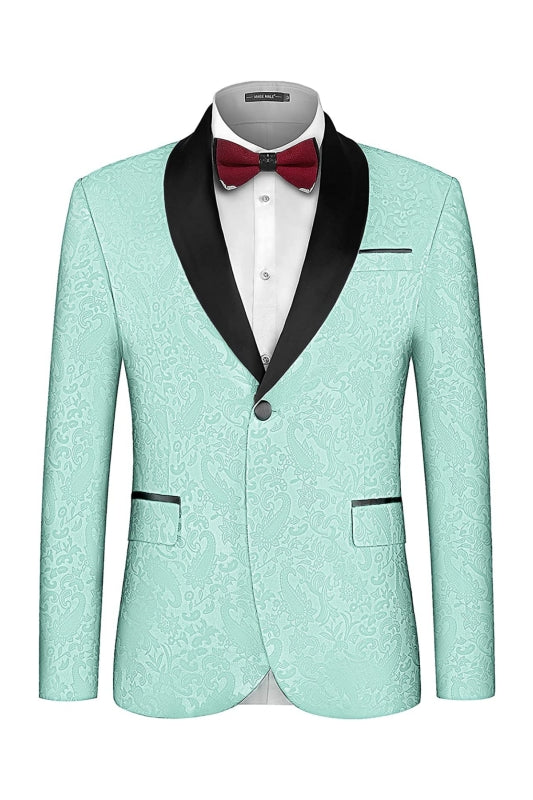 Fitch Fashion Light Green Shawl Lapel Jacquard Wedding Men's Suit