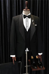 Craig Formal Black 3-Piece Shawl Lapel Men's Wedding Suit