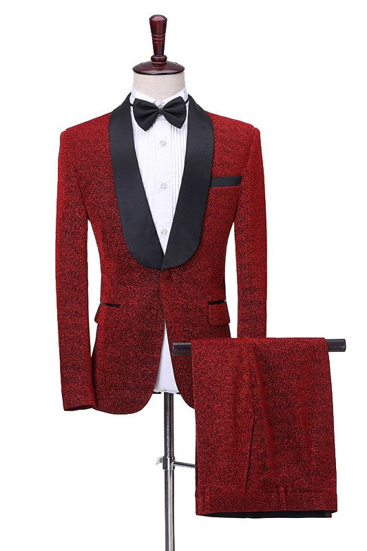 Eric Chic Red Shawl Lapel 2-Piece Wedding Suit for Men