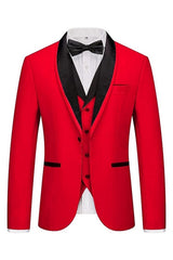 Gabriel Fancy Red 3-Piece Shawl Lapel Men's Wedding Suit