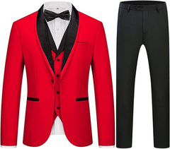 Gabriel Fancy Red 3-Piece Shawl Lapel Men's Wedding Suit