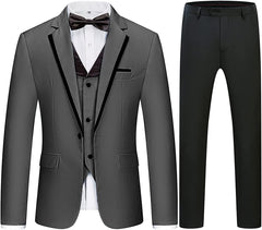 Griffith Black Three-Piece Notched Lapel Business Suit for Men