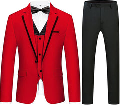 Gaie Chic Red Notched Lapel 3-Piece Men's Prom Suit