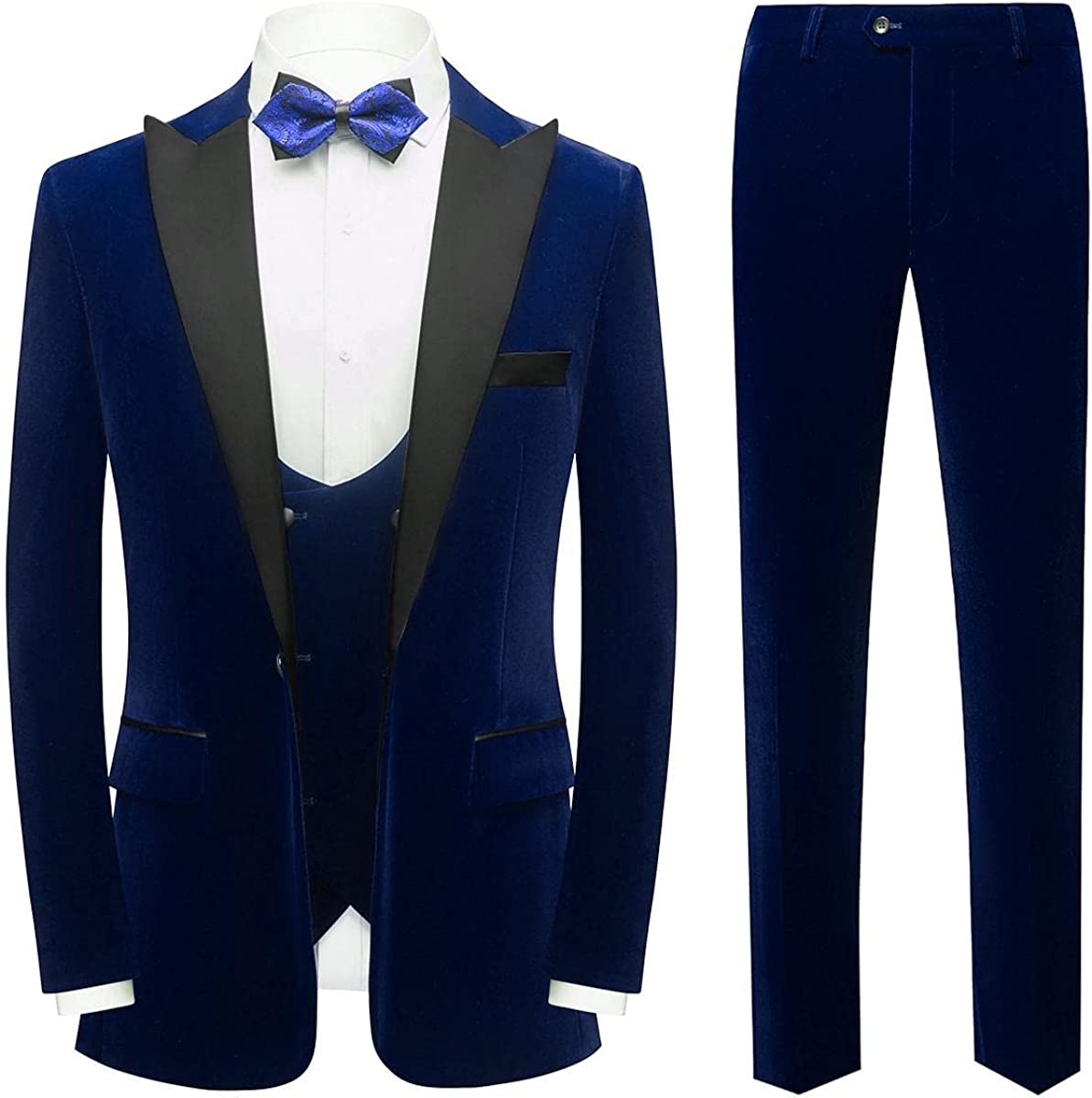 Harry Fancy Navy Blue 3-Piece Velvet Men's Prom Suit