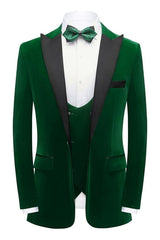 Herman Chic Deep Green 3-Piece Velvet Men's Prom Suit