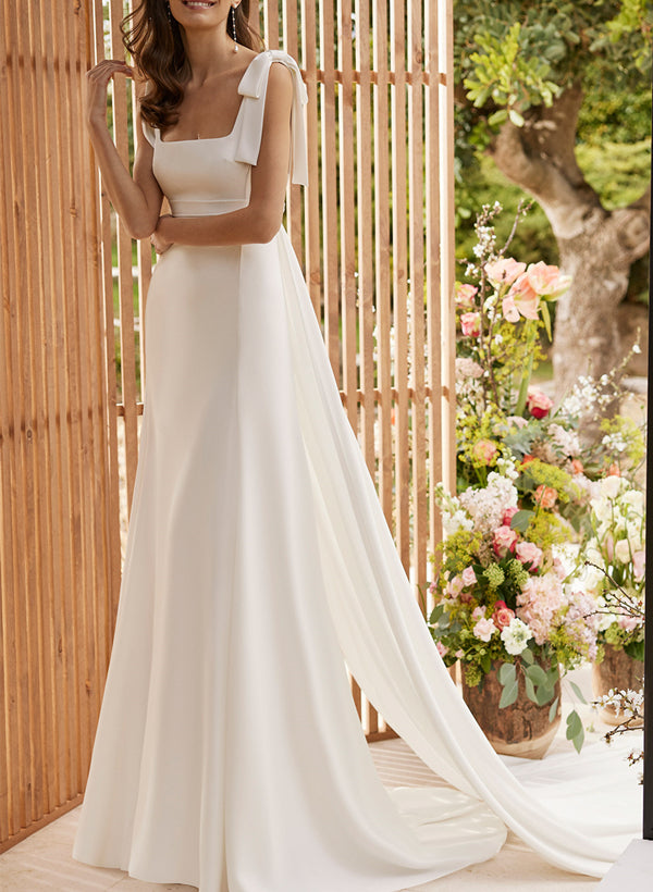 Boho Wedding Dresses with Open Back and Bows