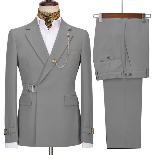 Joyce Light Gray Notched Lapel Prom Suit for Men