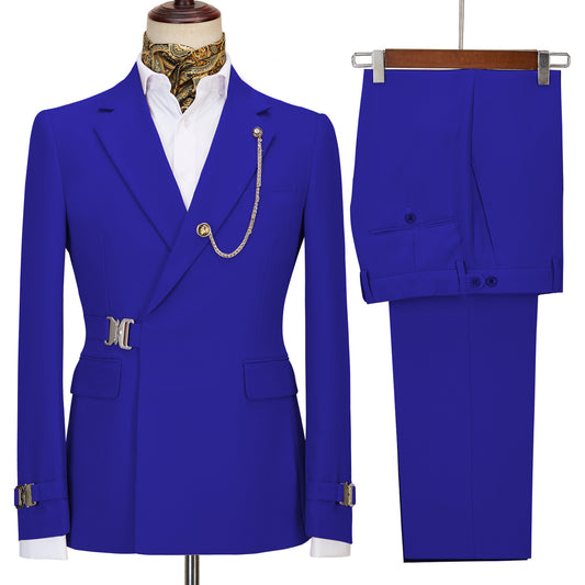 Marshaii Royal Blue Notched Lapel Prom Suit for Men