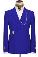 Marshaii Royal Blue Notched Lapel Prom Suit for Men