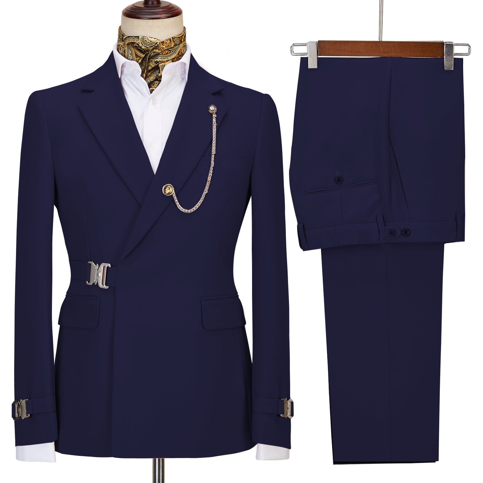 Mortimer Navy Blue Notched Lapel Prom Suit for Men