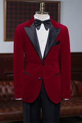 Adrian Red Velvet Peaked Lapel Prom Suit for Men