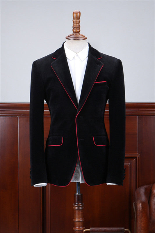 Abel Black Velvet Notched Lapel Prom Suit for Men