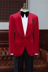 Ahern Red Velvet Shawl Lapel Wedding Suit for Men