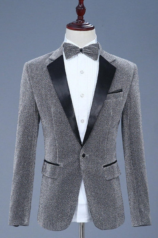 Alva Gray Sequined Notched Lapel Prom Suit for Men