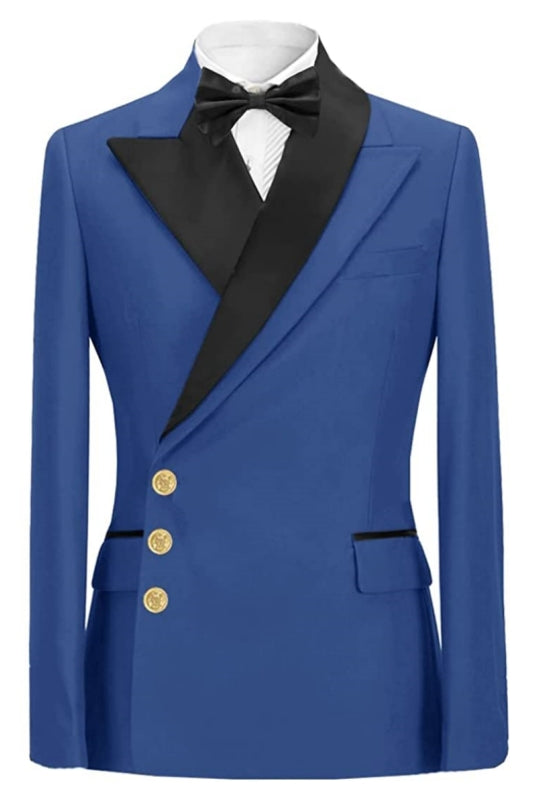 Amos Blue Peaked Lapel Prom Suit for Men - Newest