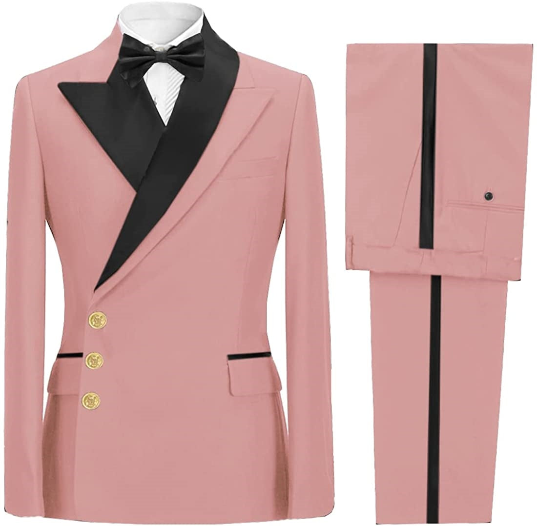 Americo Pink Peaked Lapel Prom Suit for Men