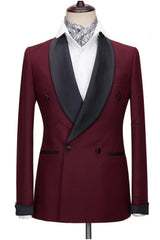 Addison Burgundy Slim Fit Wedding Suit with Black Shawl Lapel