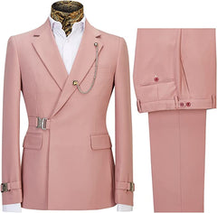 Archibald Fashion Pink Notched Lapel Men's Prom Suit