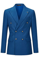 Avery Blue Double-Breasted Peaked Lapel Prom Suit