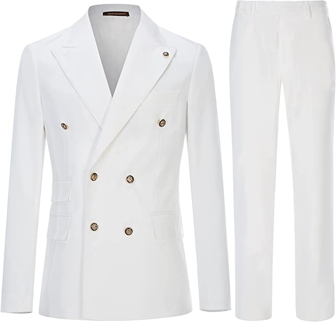 Bancroft White Double-Breasted Peaked Lapel Prom Suit