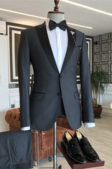 Christian Deep Gray Two-Piece Peaked Lapel Business Suit