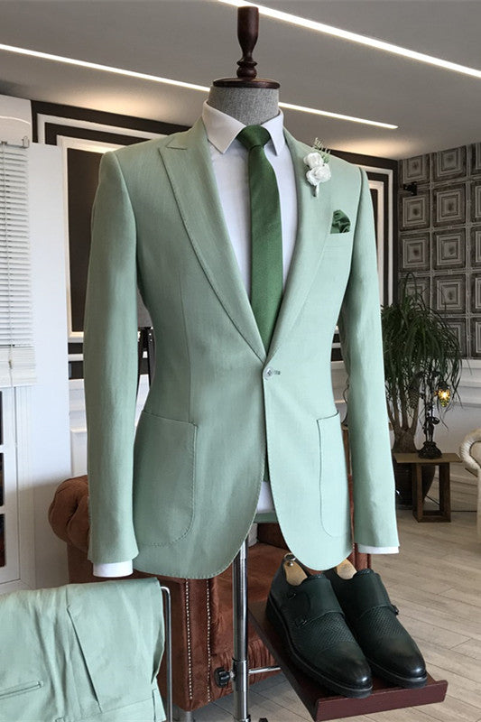 Teal Blue Peaked Lapel Prom Suit