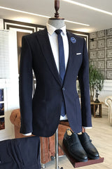 Burnell Navy Blue Peaked Lapel Business Suit