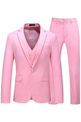 Berg Fancy Pink Notched Lapel 3-Piece Prom Suit