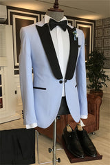 Dempsey Stylish Light Blue Peaked Lapel Men's Prom Suit