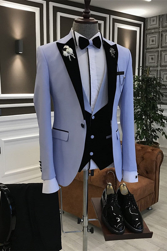 Edmund Light Purple Peaked Lapel 3-Piece Stylish Prom Suit