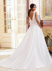 Satin V-neck Ball-Gown Wedding Dresses