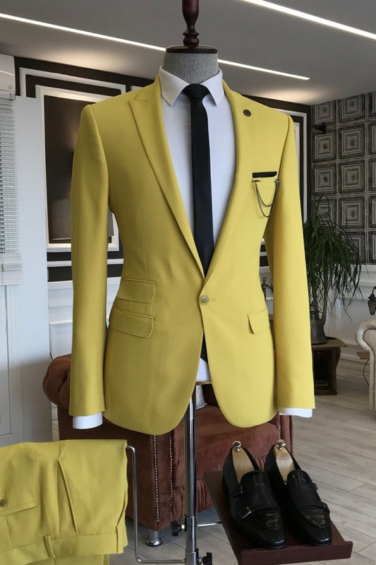 Hayes Yellow Two-Piece Peaked Lapel Prom Suit